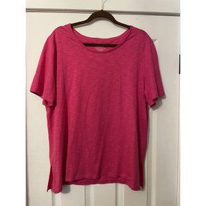 Chicos Women 3/XL Pink  Cotton Slub Short Sleeve Button Back Seamed Ultimate Tee
